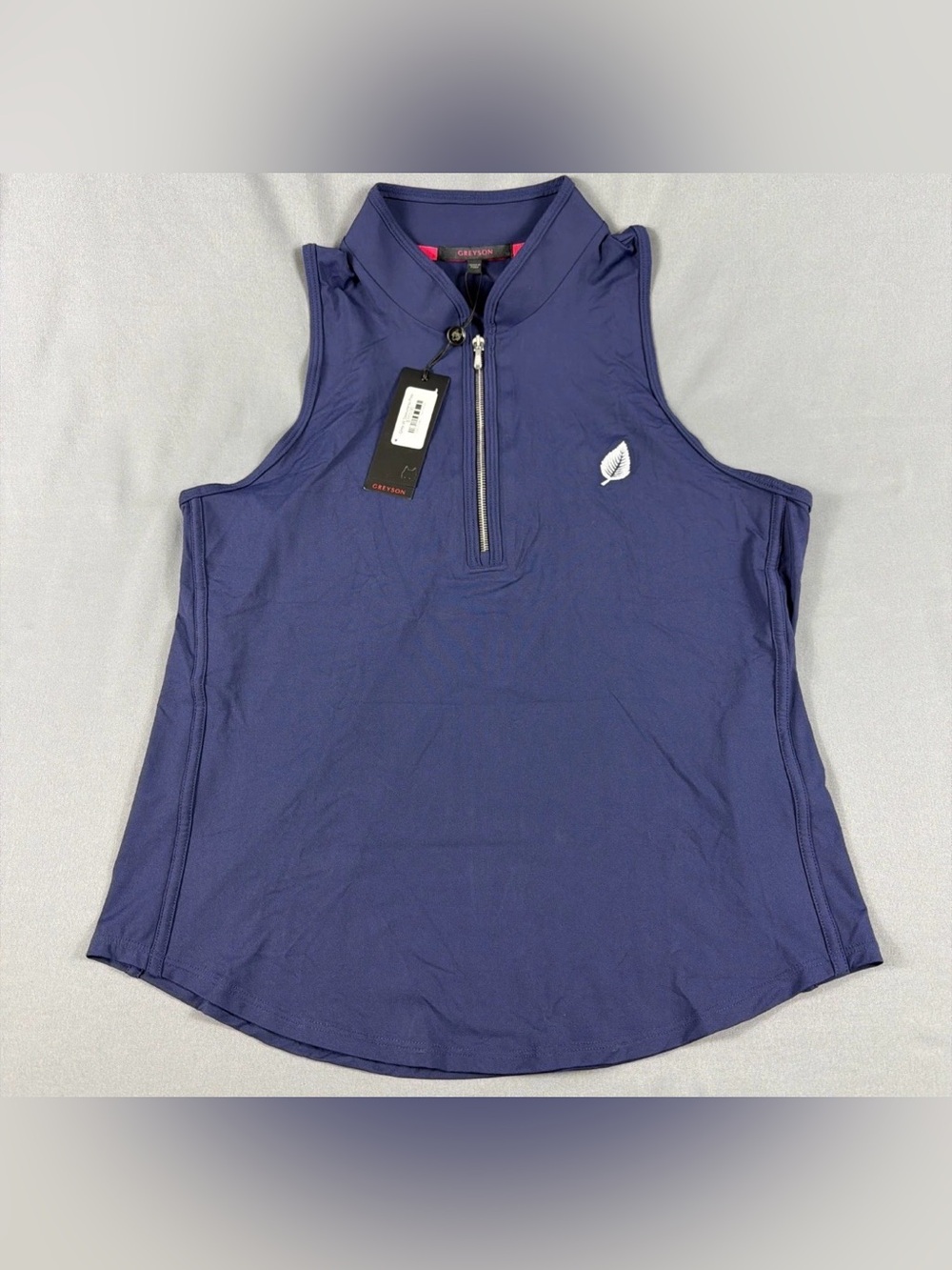 Greyson Womens Golf SLVLS Vesta Mock Chest Logo XL MS Blue Nylon NWT MSRP $110